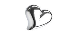 Silver heart-shaped earring on a white background